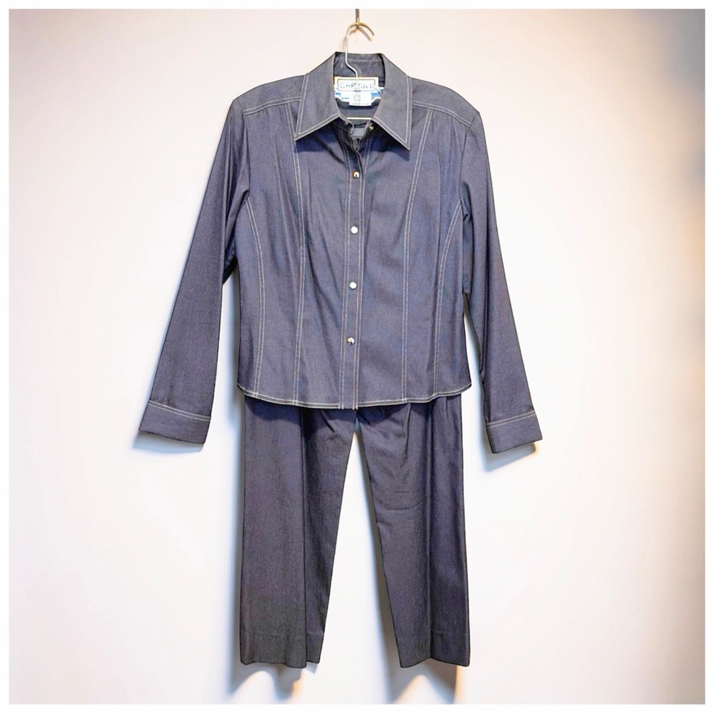 Carlisle 2 Piece Pant Set | Gray | Structured Shirt Pants |  Minimalist | Size 6